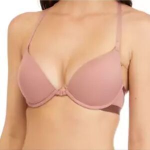 Parisian Intimates Push Up Plunge Underwire Bra Antique Rose, 32DD NEW W/TAG